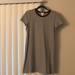 Black and white striped t shirt dress.
